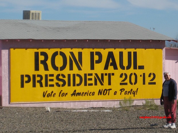 Terry Ron Paul 2012 revolution continues sign making cottonwood Arizona