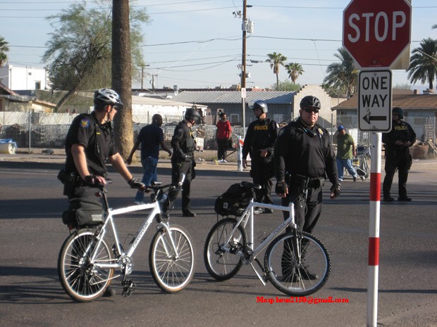 Nazi Rally Phoenix Arizona police bicycle bike