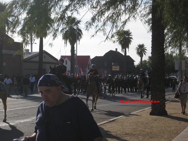 Nazi Rally Phoenix Arizona Police Marching