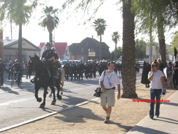 Nazi Rally Phoenix Arizona Police Marching black horse