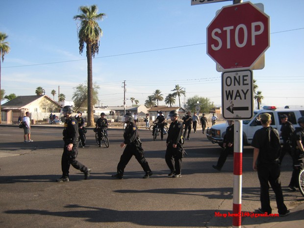 Nazi Rally Phoenix arizona police walking