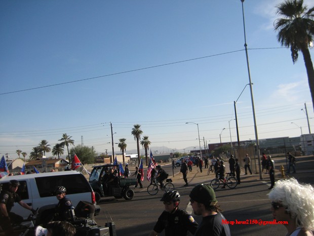 Nazi Rally Phoenix Arizona Nazi's police counter demonstrators protestors love fest