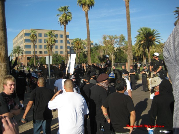 Nazi Rally Phoenix Arizona Nazi's police counter demonstrators protestors love fest