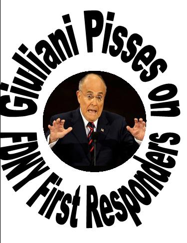 Giuliani Pisses FDNY First responders urinal target