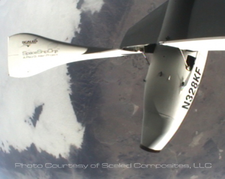 SpaceShipOne re-entering with tail up position