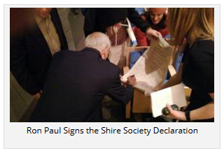 Ron Paul Signs the Shire Society Declaration